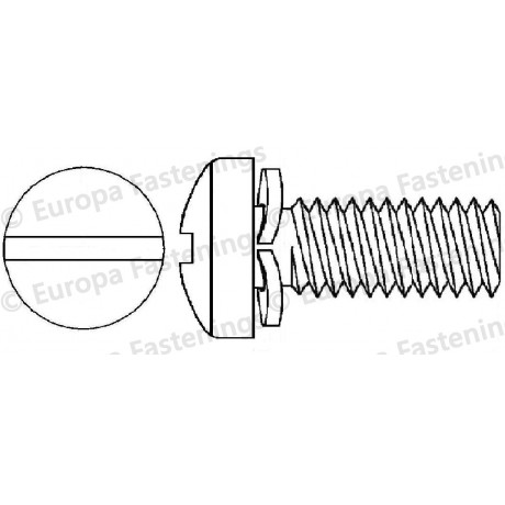 Sems Screw Pan (Din 7985) Slotted c/w Spring Ring (Din 6905) Washer