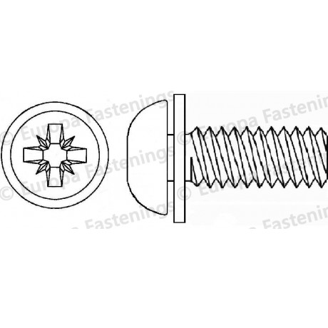 Sems Screw Button (Din 7380) Pozi c/w Plain (Din 6902A) Washer