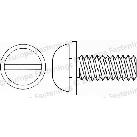 Sems Screw Button (Din 7380) Slotted c/w Plain (Din 6902A) Washer