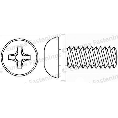 Sems Screw Button (Din 7380) Phillips c/w Plain (Din 6902A) Washer