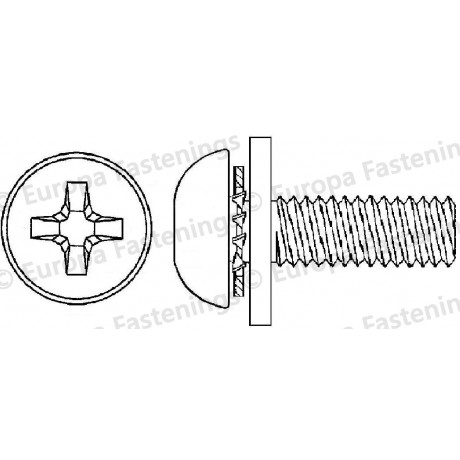 Sems Screw Button (Din 7380) Phillips c/w Shakeproof & Plain (Din 6902A)