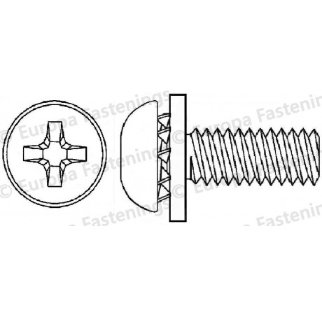 Sems Screw Button (Din 7380) Phillips c/w Shakeproof & Plain (Din 6902A) Washers