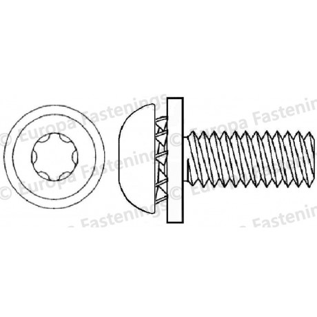 Sems Screw Button (Din 7380) 6-Lobe c/w Shakeproof & Plain (Din 6902A) Washers